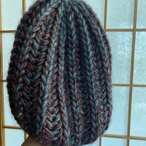 Warm metallic grey and burgundy gold hat